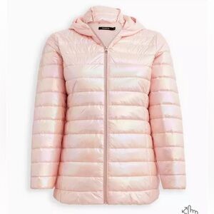 Torrid Light Pink Hooded Puffer Jacket